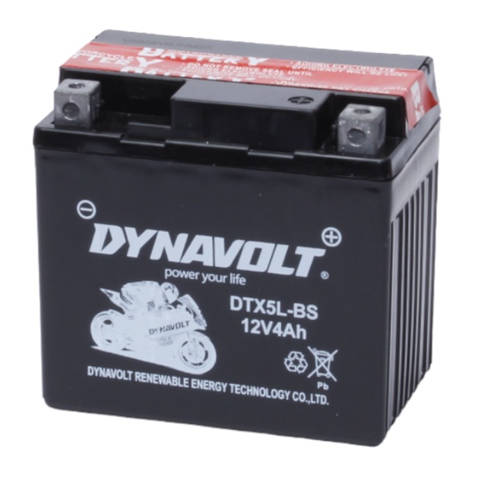 Аккумулятор Dynavolt DTX5L-BS, 12V, AGM, обратная, 75 А, 114 х 70 х 106 - Фото 1