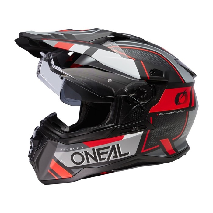 Шлем кроссовый со стеклом O'Neal D-SRS Square V24, ABS, матовый, красный/черный, M - фото 1909577151