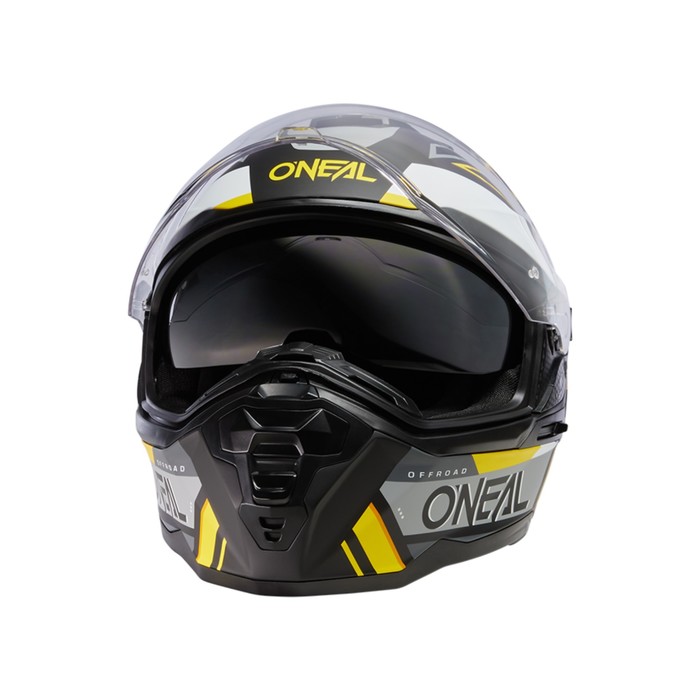 Шлем кроссовый со стеклом O'Neal D-SRS Square V24, ABS, матовый, желтый/черный, S - фото 1909577161