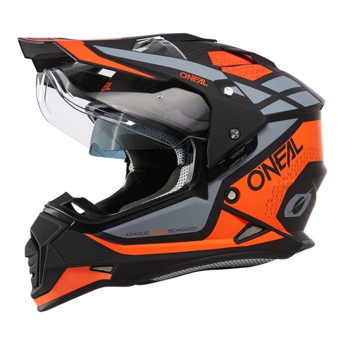 Шлем кроссовый со стеклом O&#39;Neal Sierra R V24, ABS, матовый, оранжевый/черный, S