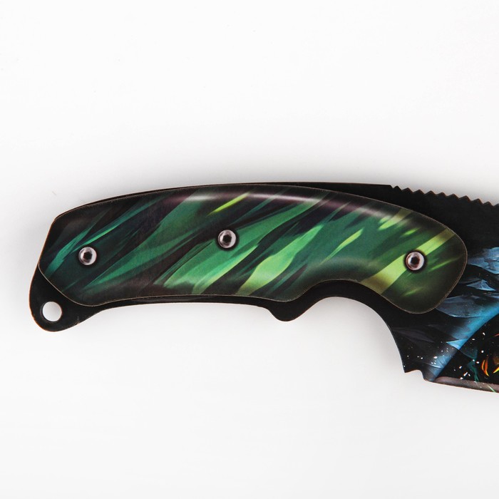Сувенир деревянный нож с лезвием крюком «Волк неон» , 22 см - фото 1906665057