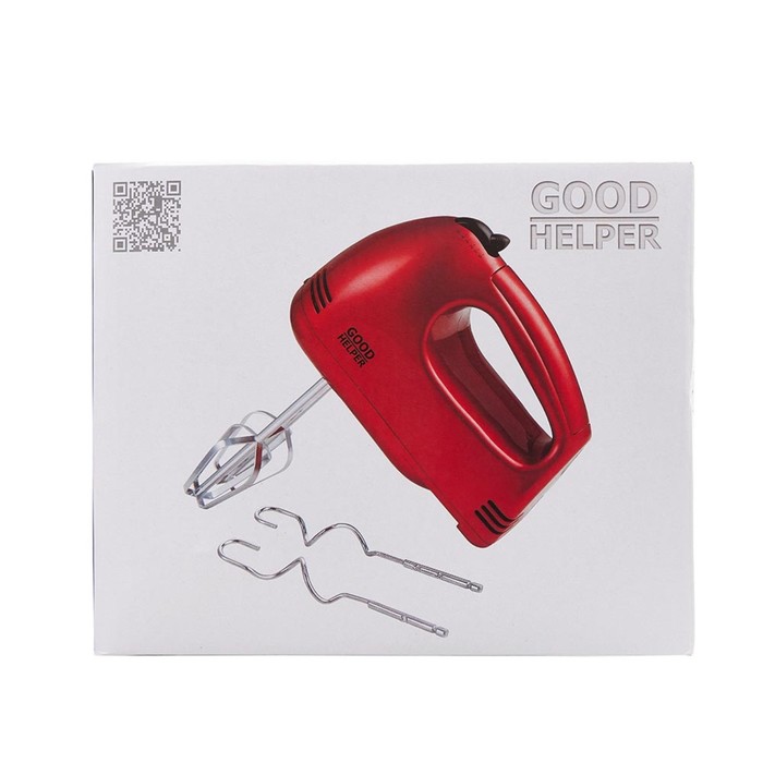 Миксер GOODHELPER HM-373, ручной, 300 Вт, 5 скоростей, 2 насадки, красный