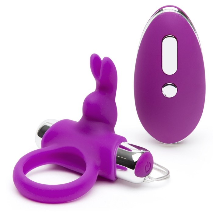 Виброкольцо Happy Rabbit с пультом, фиолетовое - Фото 1