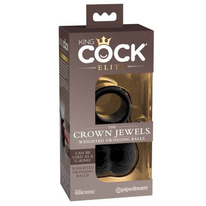 Виброкольцо King Cock Ellite The Crown Jewels с мошонкой - Фото 1