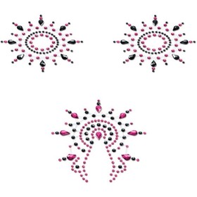 Набор стикеров Breast & Pubic jewelry Crystal Stiker черный и розовый, 3 шт.