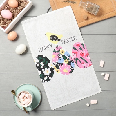 Кухонное полотенце «Доляна» Happy easter, 28×46 см, рогожка, 100% хлопок, 160 г/м²
