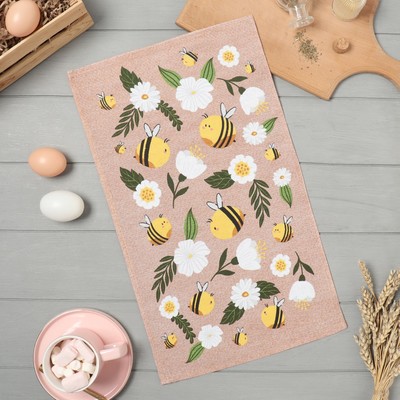 Полотенце кухонное «Доляна» Bee, 28×46 см, рогожка, 100% хлопок, 160 г/м²