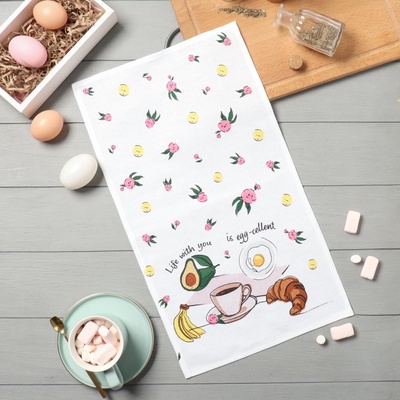 Кухонное полотенце «Доляна» Life with you, 28×46 см, 100% хлопок, рогожка 160 г/м²