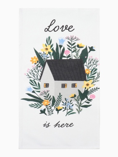 Набор полотенец кухонных «Доляна» Love, 28×46 см - 2 шт., рогожка, хлопок 100%, 160 г/м²