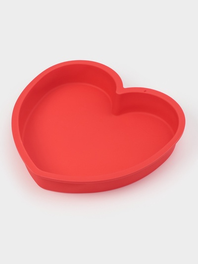 Форма для выпечки Доляна «Сердце», силикон, 24×23×4 см, красная