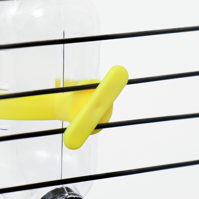 Поилка для грызунов с металлическим носиком, 60 мл, прозрачная с жёлтым креплением