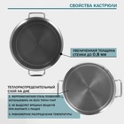 Кастрюля Hanna Knövell с крышкой, 10 л, d=25 см, h=18 см, толщина стенки 0.8 мм, дно ТРС, толщина дна 4.4 мм, 201 сталь, индукция, нержавеющая сталь - Фото 3