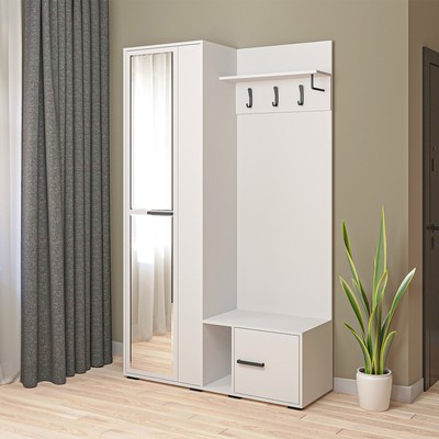 Прихожая «Моника - 2», с зеркалом, 1250×430×2100 мм, цвет белый