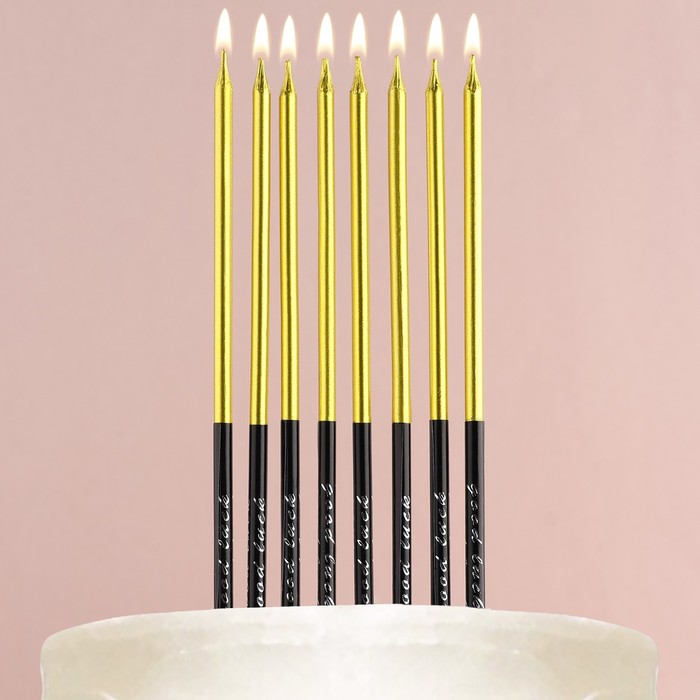 Свечи для торта, золото, 8 шт., 5 х 6,5 см.