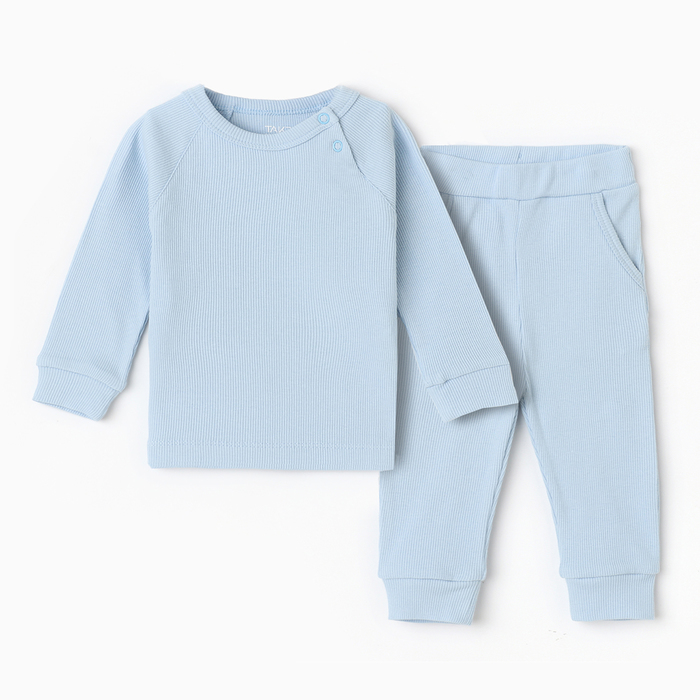 Комплект детский (футболка/штанишки), цвет голубой, рост 74-80 (9 -12 м) - Фото 1