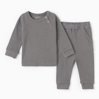 Комплект детский (футболка/штанишки), цвет серый, рост 68-74 (6-9 мес ) - фото 299548906