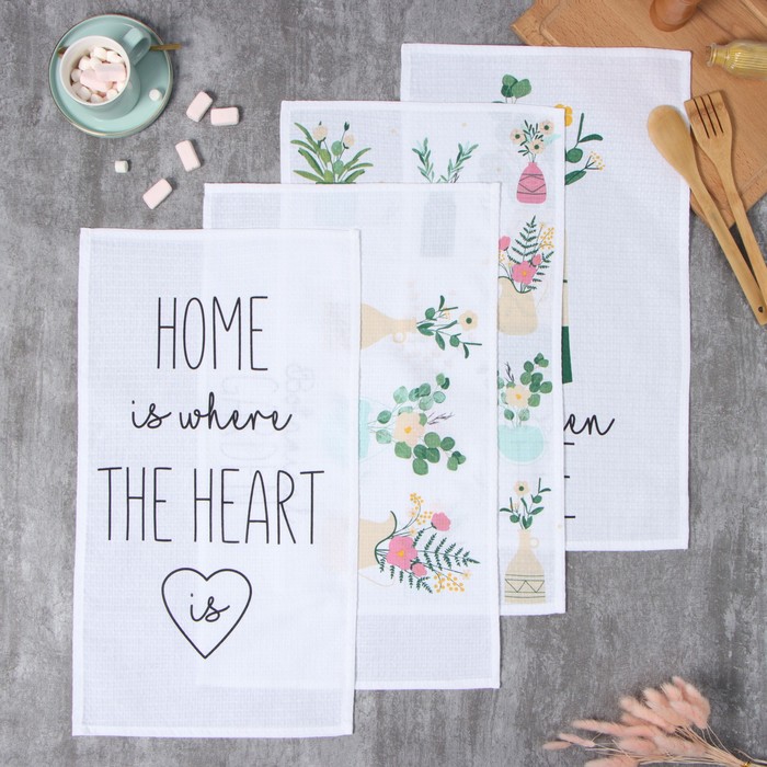 Набор полотенец кухонный «Доляна» Garden life, размер 35×60 см-4 шт., 100% хлопок - Фото 1