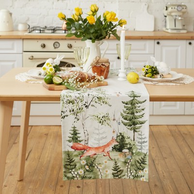 Дорожка на стол «Этель. Лесная сказка» 40×149 см, 100% хлопок, саржа 190 г/м², белая