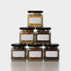 Набор стеклянных банок с черной крышкой и этикеткой, ТО-82, 390 мл, 6 шт - Фото 1