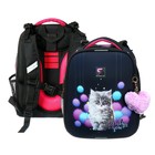 Рюкзак каркасный школьный 38×30×16 см, эргономичная спинка, Stavia «Котёнок в пушках», чёрный - Фото 1