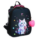 Рюкзак каркасный школьный 38 х 30 х 16 см, эргономичная спинка, Stavia "Sweet cat", синий - фото 23978801