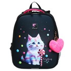 Рюкзак каркасный школьный 38 х 30 х 16 см, эргономичная спинка, Stavia "Sweet cat", синий - фото 23978802