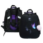 Рюкзак каркасный школьный 38×30×16 см, эргономичная спинка, Stavia «Кошка», чёрный - Фото 1