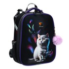 Рюкзак каркасный школьный 38×30×16 см, эргономичная спинка, Stavia «Кот и перья», синий - Фото 2