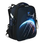 Рюкзак каркасный школьный 38 х 30 х 16 см, эргономичная спинка, Stavia "Space", чёрный/синий - фото 24401001