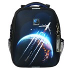 Рюкзак каркасный школьный 38 х 30 х 16 см, эргономичная спинка, Stavia "Space", чёрный/синий - фото 24401002