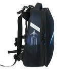 Рюкзак каркасный школьный 38 х 30 х 16 см, эргономичная спинка, Stavia "Space", чёрный/синий - фото 24401003