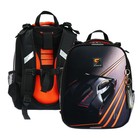Рюкзак каркасный школьный 38 х 30 х 16 см, эргономичная спинка, Stavia "Super car", чёрный/оранжевый - фото 109739955
