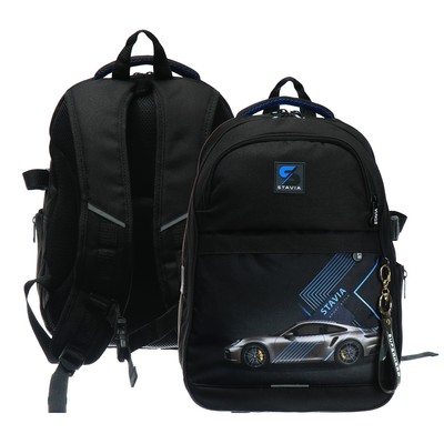 Рюкзак молодёжный, 40 х 28 х 18 см, эргономичная спинка, Stavia "Машина", чёрный