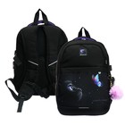 Рюкзак молодёжный, 40 х 28 х 18 см, эргономичная спинка, Stavia "Кошка с бабочкой", чёрный - фото 3861157