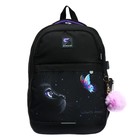Рюкзак молодёжный, 40 х 28 х 18 см, эргономичная спинка, Stavia "Кошка с бабочкой", чёрный - фото 9501257