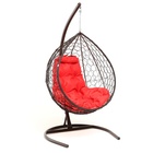 Подвесное кресло КОКОН «Капля» красная подушка, коричневая стойка - фото 12412937