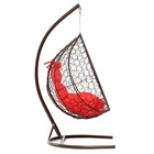 Подвесное кресло КОКОН «Капля» красная подушка, коричневая стойка - фото 23907716