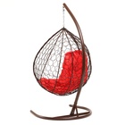 Подвесное кресло КОКОН «Капля» красная подушка, коричневая стойка - фото 23907717