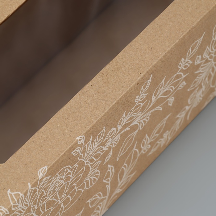 Коробка складная с PVC-окном «Цветы », 16 х 35 х 12 см