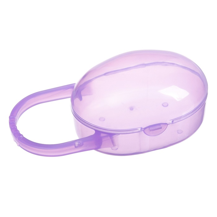 Соска - пустышка ортодонтическая с контейнером, +3мес., цвет фиолетовый