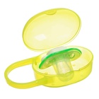 Соска - пустышка силиконовая ортодонтическая, от 3 мес., с колпачком, в контейнере, цвет желтый/зеленый - Фото 1