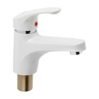 Смеситель для раковины ZEIN Z3655, однорычажный, высота излива 9 см, ABS-пластик, белый - Фото 1