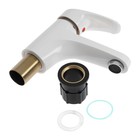 Смеситель для раковины ZEIN Z3655, однорычажный, высота излива 9 см, ABS-пластик, белый - Фото 5