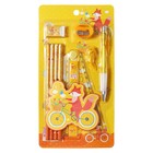 Набор канцелярский Calligrata 9 предметов, 4 чернографитных карандаша, точилка, ластик, линейка, ручка, насадка-тренажер, жёлтый - Фото 1