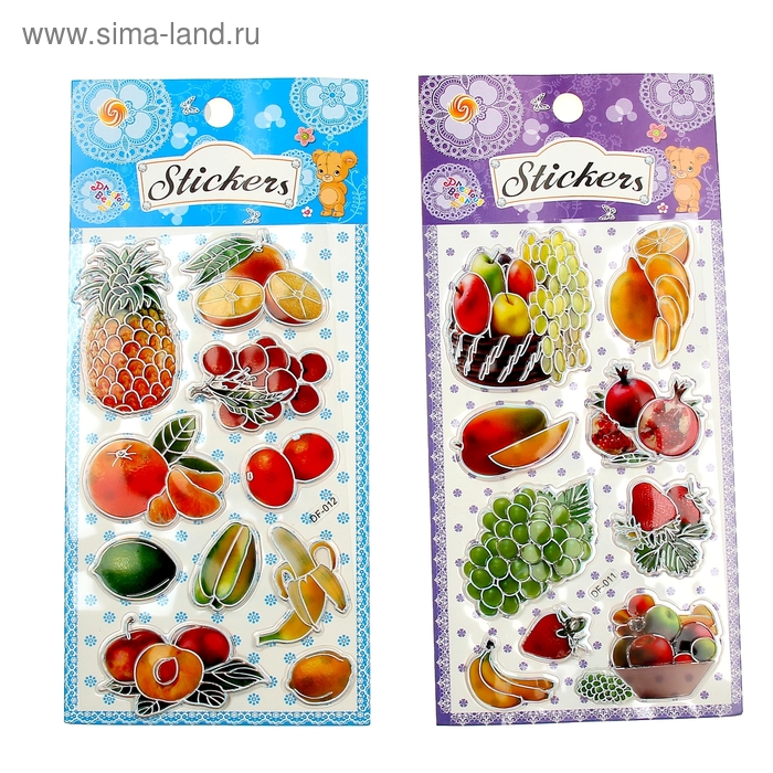Наклейка пластик "Фруктовое ассорти" МИКС 22,2х10,5 см - Фото 1