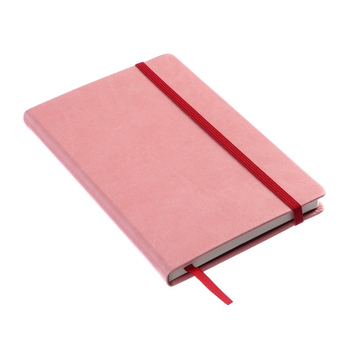 Бизнес-блокнот А5, Pink flower, 120 листов, в точку, твёрдая обложка, искусственная кожа, на резинке, ляссе, тонированный блок, 3 наклейки