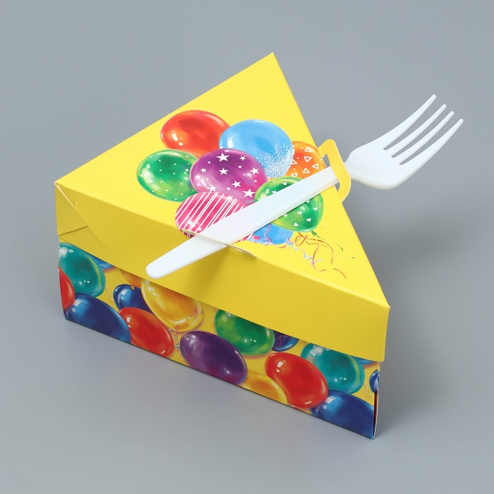 Коробка под торт с вилкой, кондитерская упаковка «Шары», 14 х 9 х 12 см - фото 1911052420
