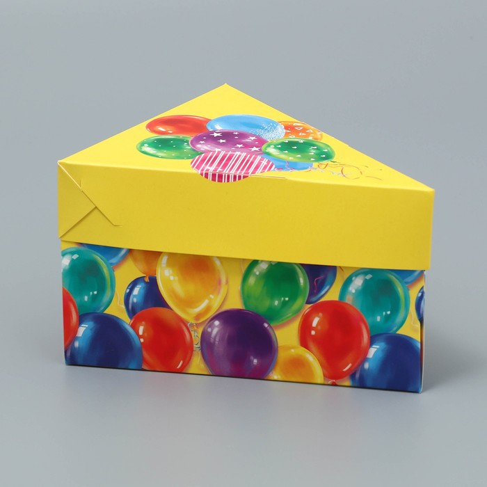 Коробка под торт с вилкой, кондитерская упаковка «Шары», 14 х 9 х 12 см - фото 1896382882