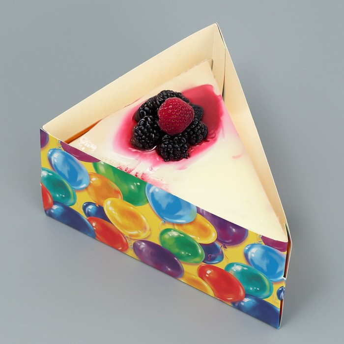 Коробка под торт с вилкой, кондитерская упаковка «Шары», 14 х 9 х 12 см - фото 1911052425