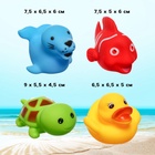Резиновые игрушки для ванны Крошка Я «Животные», с пищалкой, в наборе 4 шт. - Фото 2